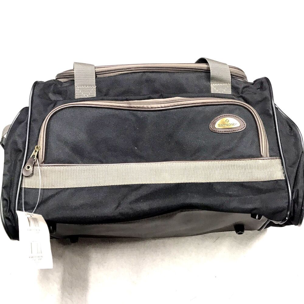 SAMSONITE Legacy Sport Duffle Black Canvas 17x12x9 Strap Carry On Gym Luggage